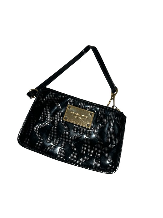 Michael Kors Handbags - Michael Kors Black Patent Logo Wristlet with Gold Plate